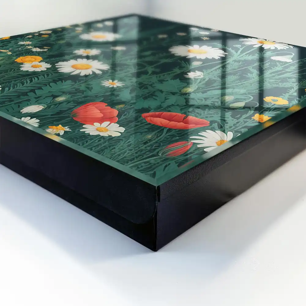 Dulapior pentru chei cu model floral pe fundal bleumarin