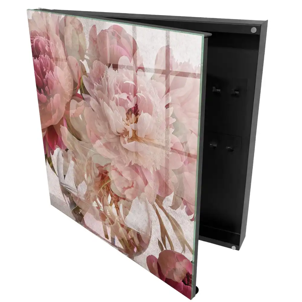Dulapior pentru chei cu model floral și vază transparentă