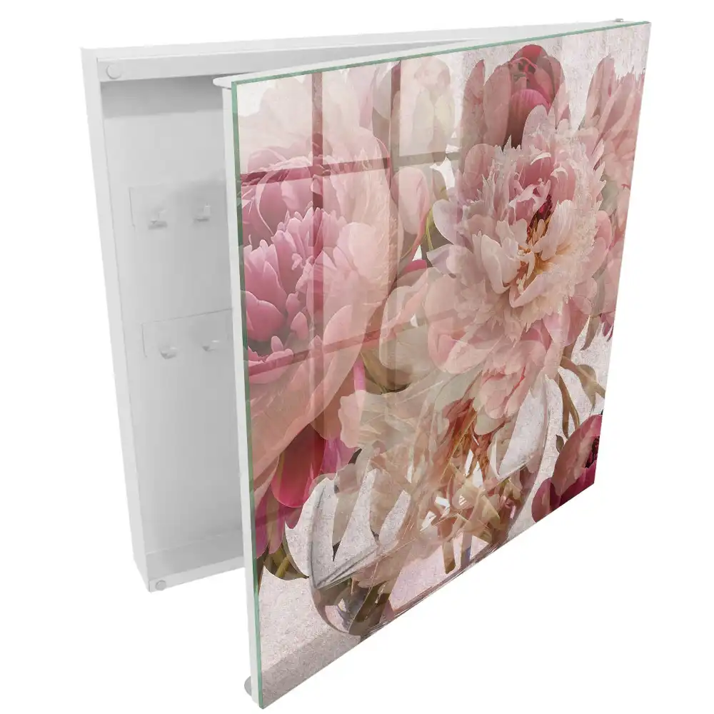Dulapior pentru chei cu model floral și vază transparentă
