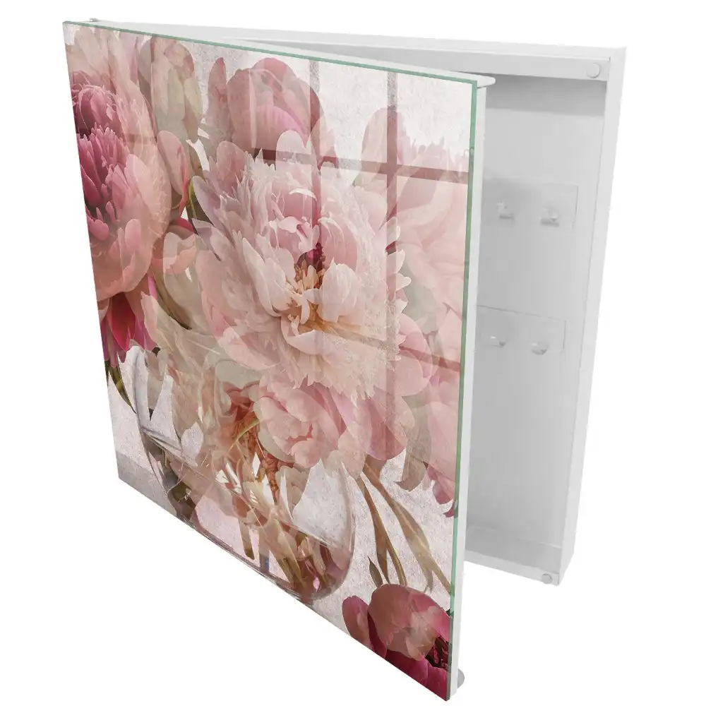 Dulapior pentru chei cu model floral și vază transparentă