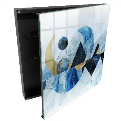 Casetă pentru chei cu design abstract în tonuri de albastru