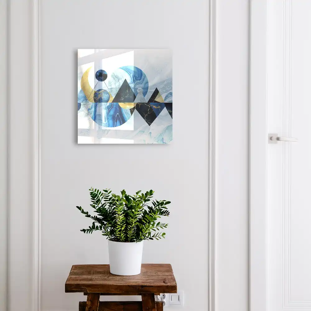 Casetă pentru chei cu design abstract în tonuri de albastru