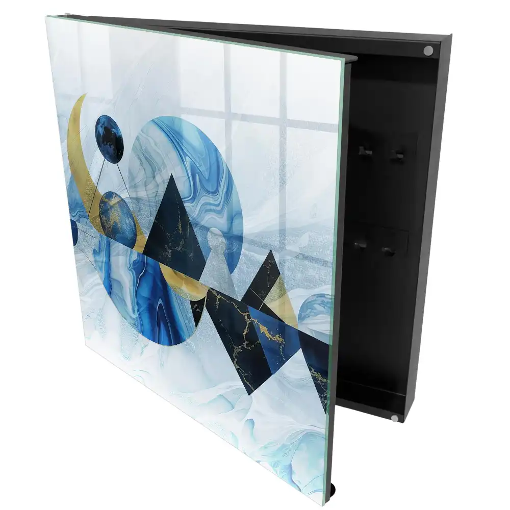 Casetă pentru chei cu design abstract în tonuri de albastru