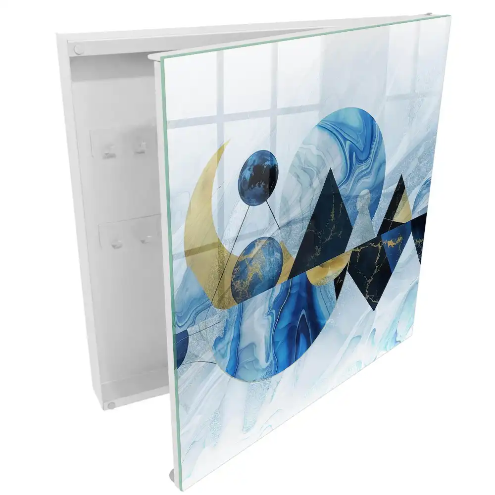 Casetă pentru chei cu design abstract în tonuri de albastru