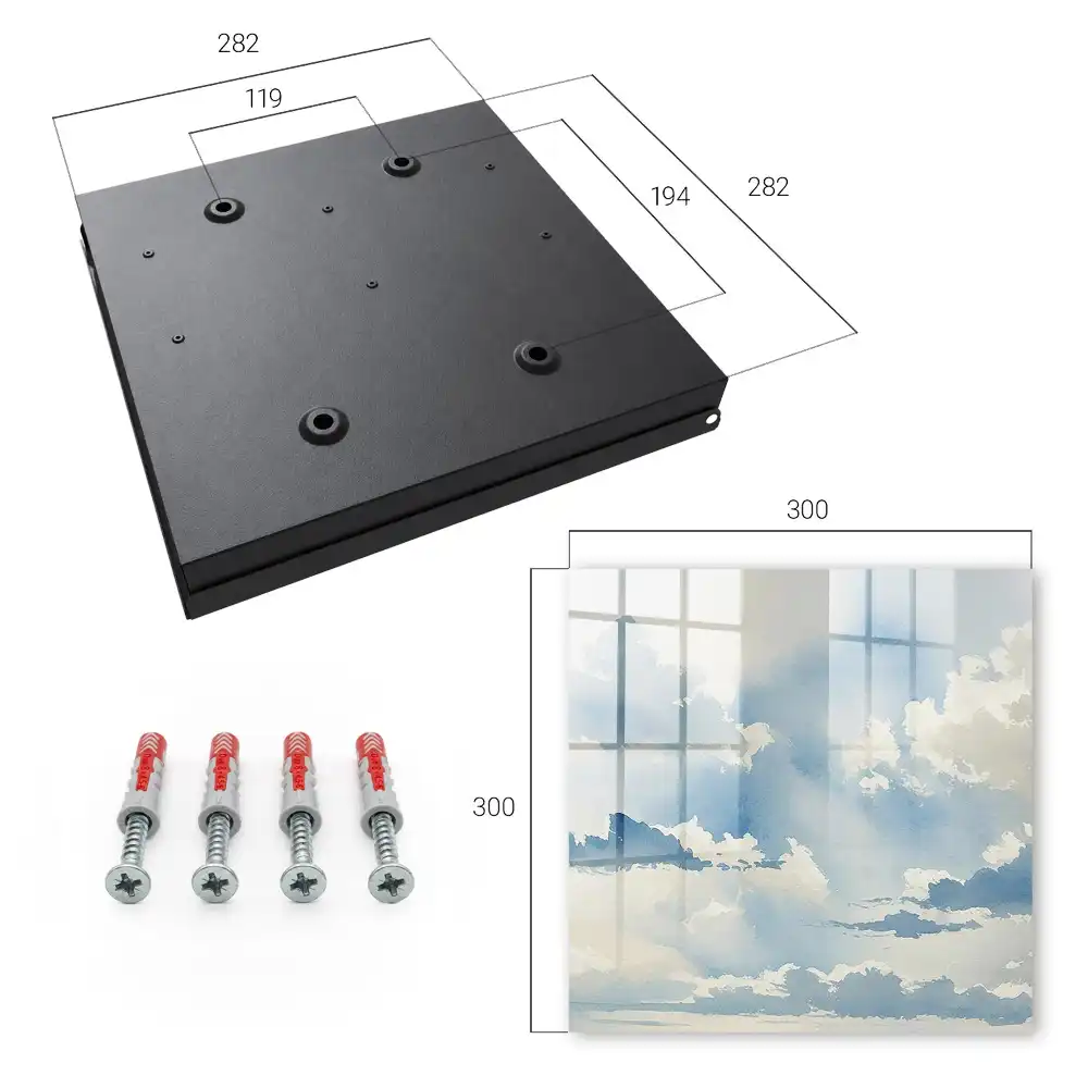 Casetă de chei cu design cer vast și nori în nuanțe de albastru