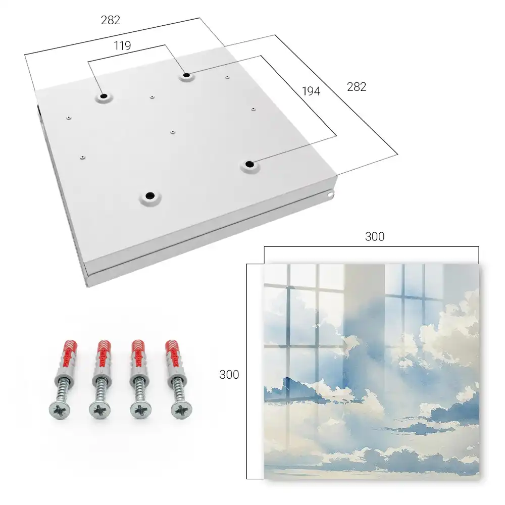 Casetă de chei cu design cer vast și nori în nuanțe de albastru