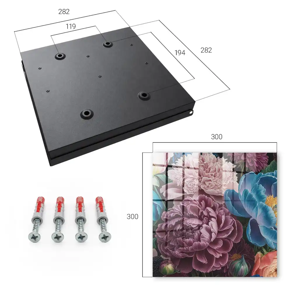 Casetă pentru chei cu model de flori colorate pe fundal negru