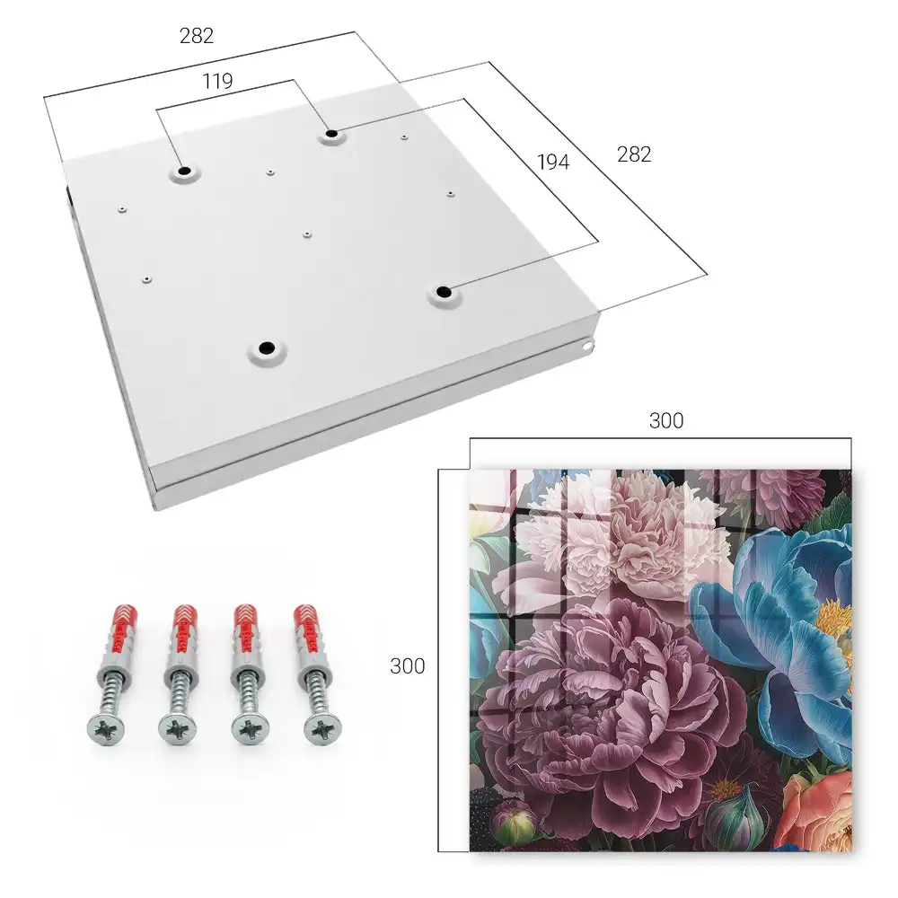 Casetă pentru chei cu model de flori colorate pe fundal negru