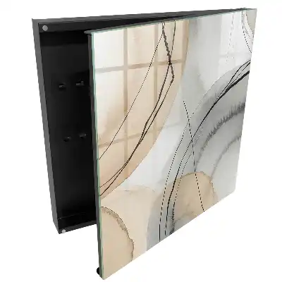 Casetă pentru chei cu design minimalist linii și cercuri în nuanțe de bej și gri