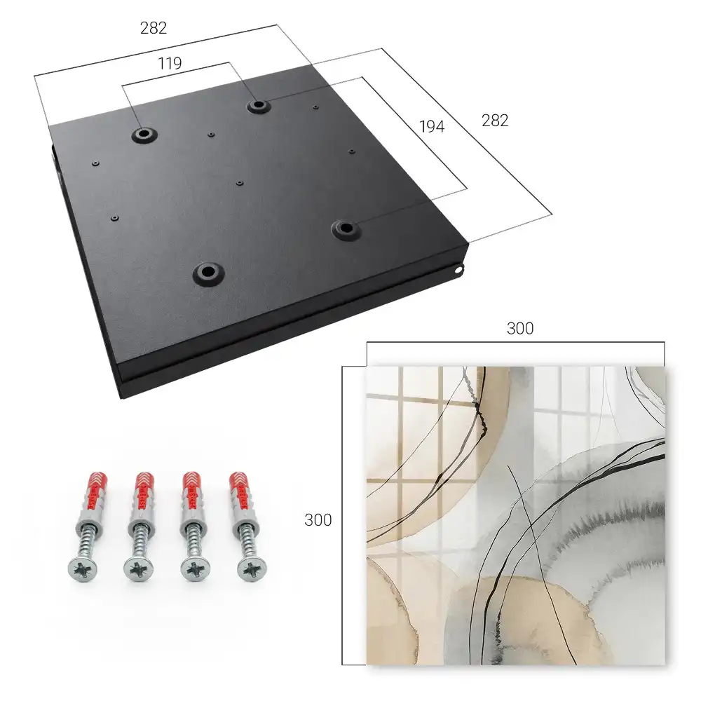 Casetă pentru chei cu design minimalist linii și cercuri în nuanțe de bej și gri