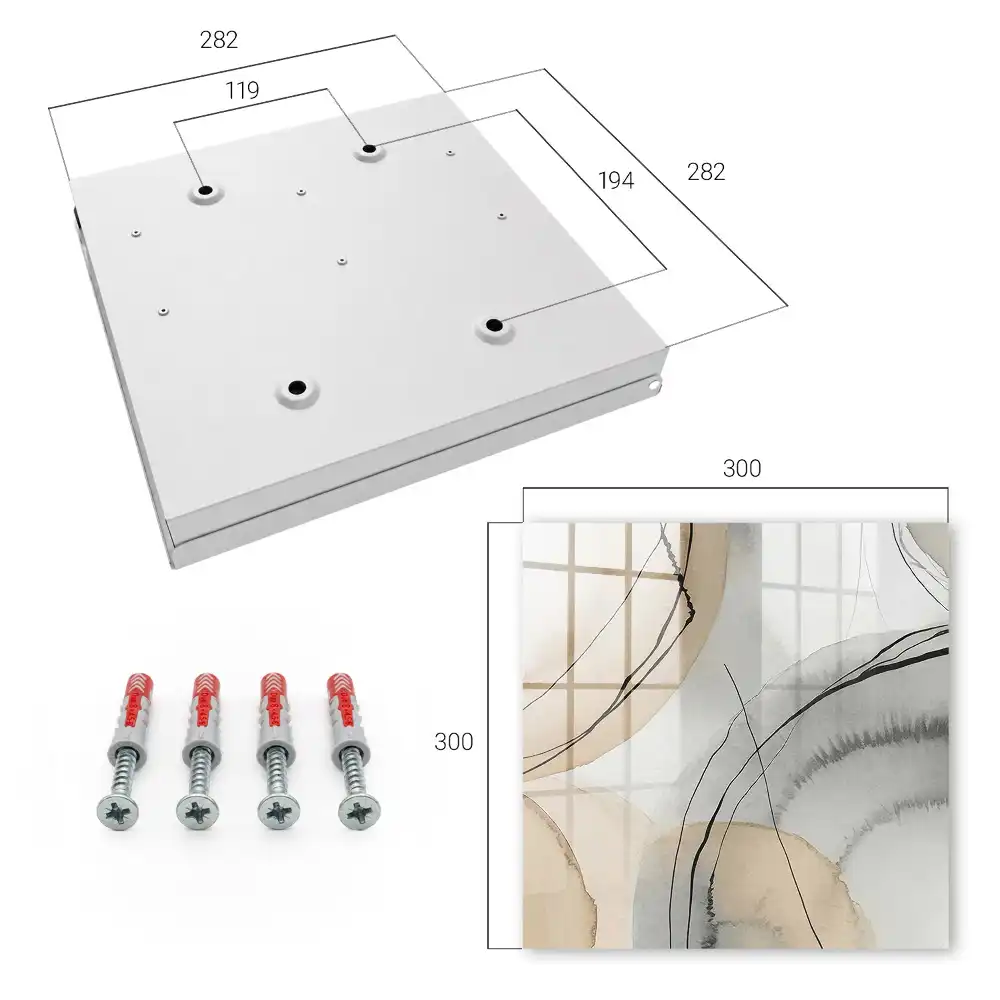Casetă pentru chei cu design minimalist linii și cercuri în nuanțe de bej și gri
