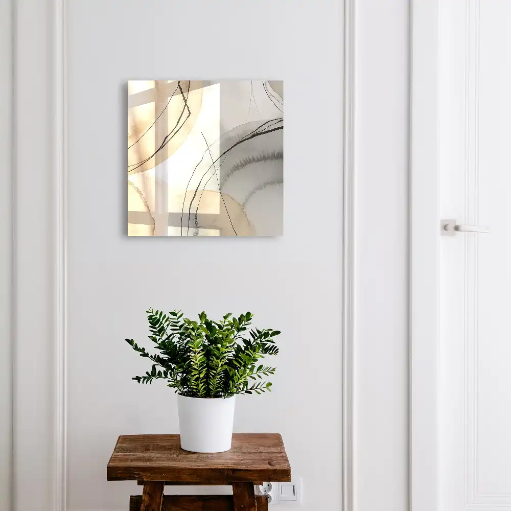 Casetă pentru chei cu design minimalist linii și cercuri în nuanțe de bej și gri