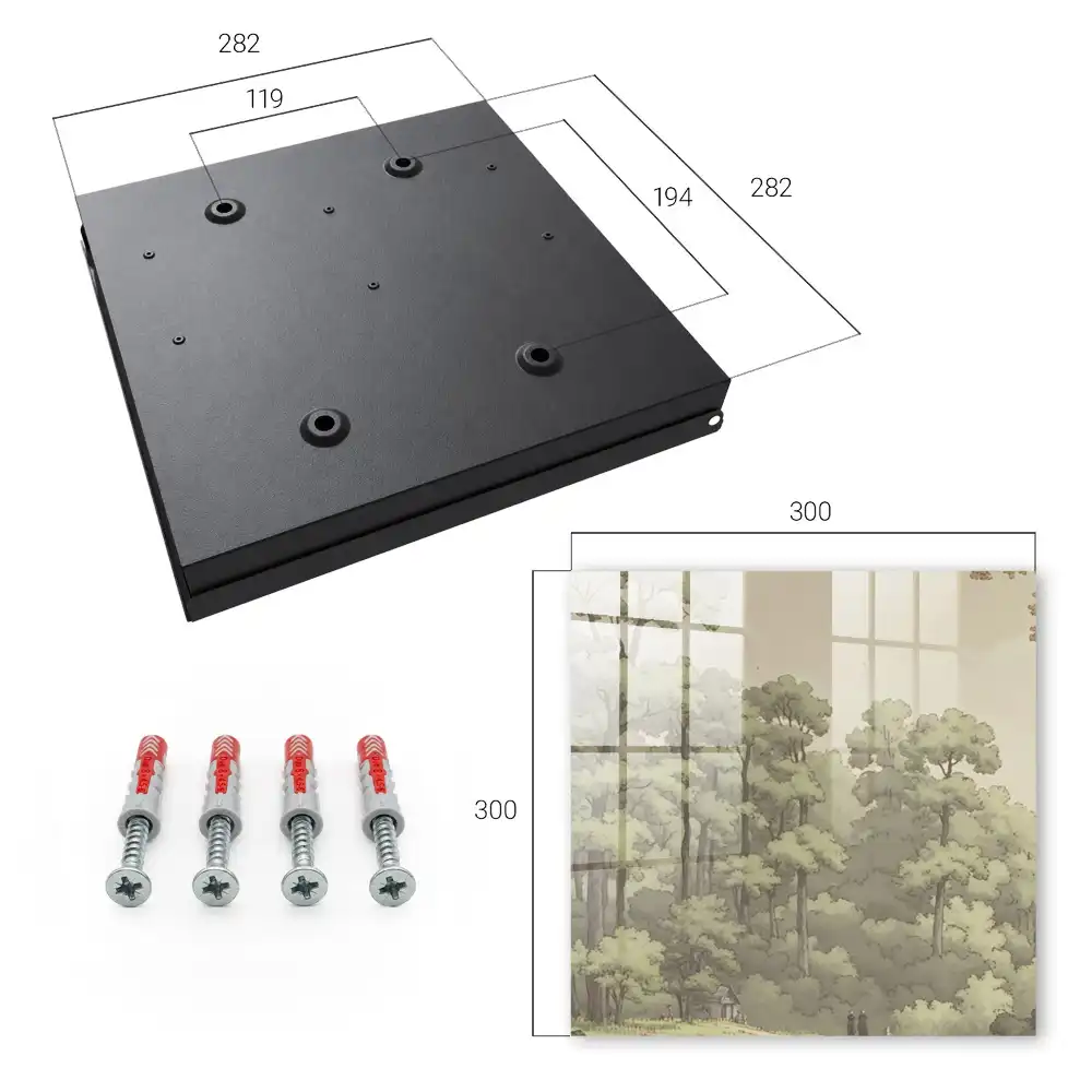 Dulapior pentru chei cu design peisaj forestier și căsuță