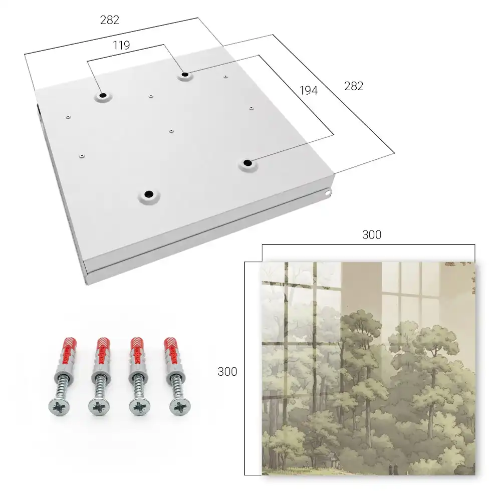 Dulapior pentru chei cu design peisaj forestier și căsuță
