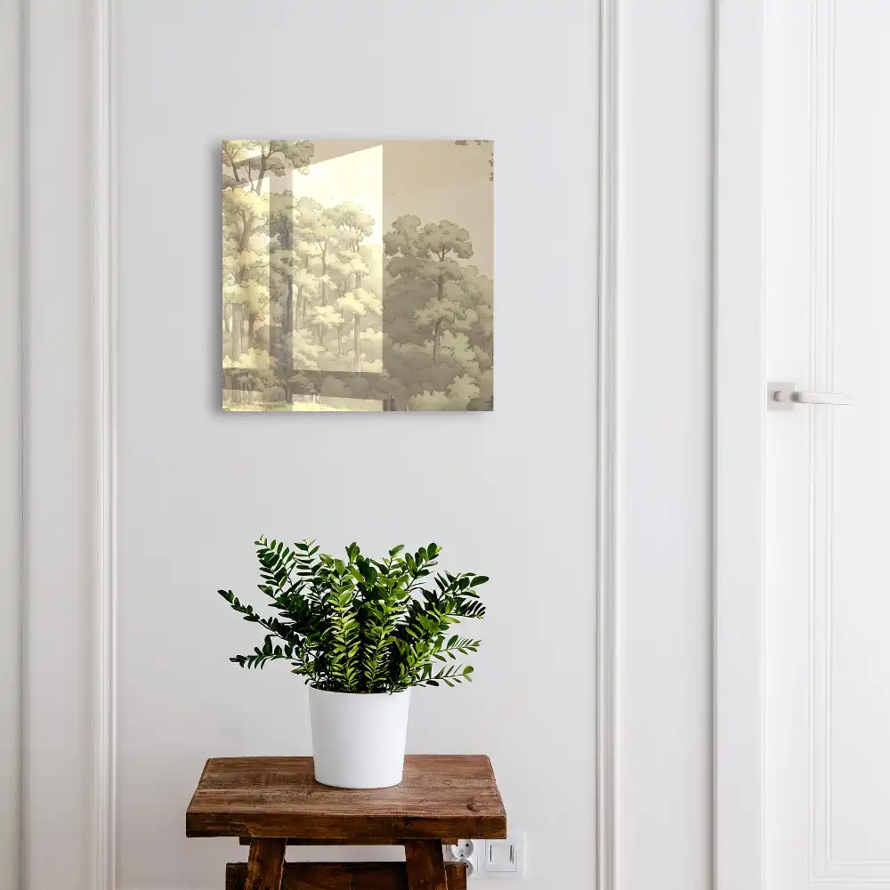 Dulapior pentru chei cu design peisaj forestier și căsuță