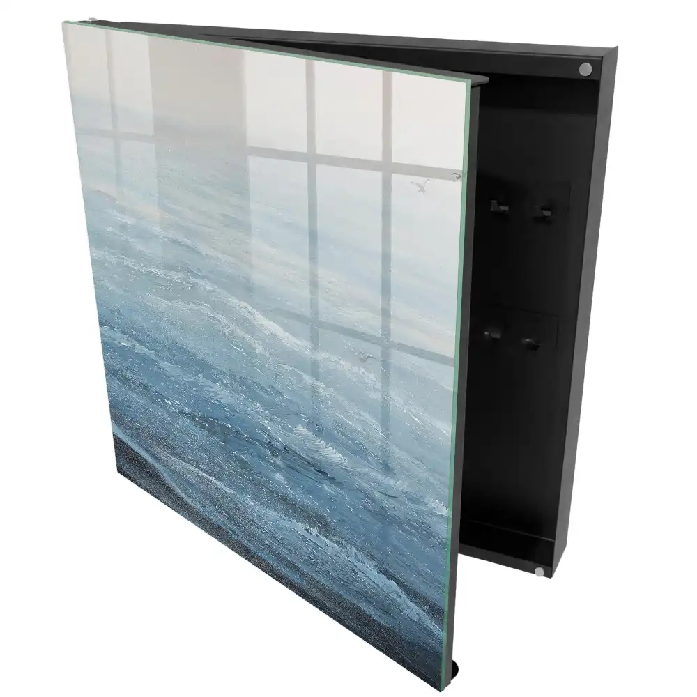 Casetă mare pentru chei cu design calm în nuanțe de albastru briză