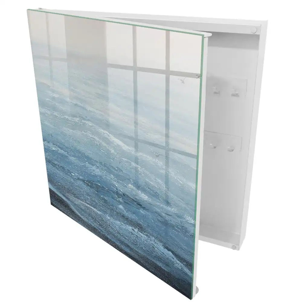Casetă mare pentru chei cu design calm în nuanțe de albastru briză