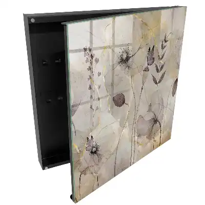 Suport de chei pentru perete cu design floral și fluturi