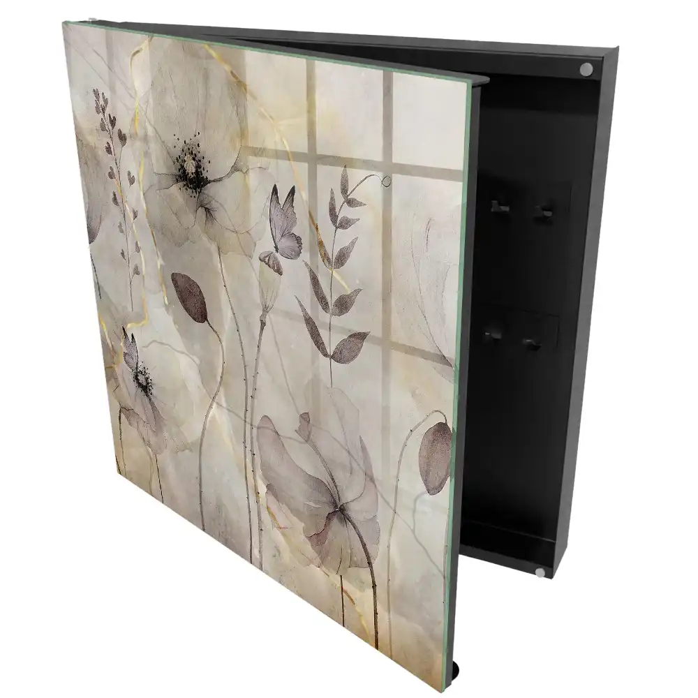 Suport de chei pentru perete cu design floral și fluturi