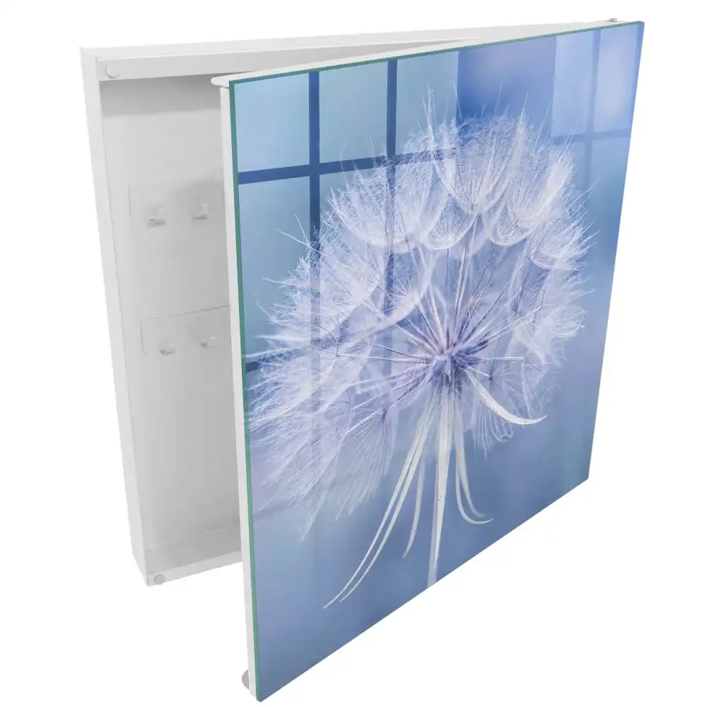 Casetă pentru chei cu model floral păpădie în nuanțe de albastru