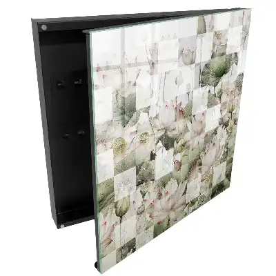 Dulapior pentru chei cu model flori de nufăr pe fundal geometric