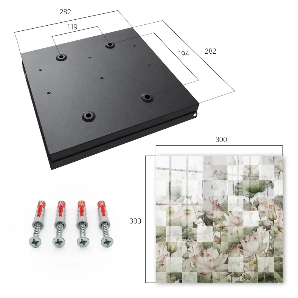 Dulapior pentru chei cu model flori de nufăr pe fundal geometric