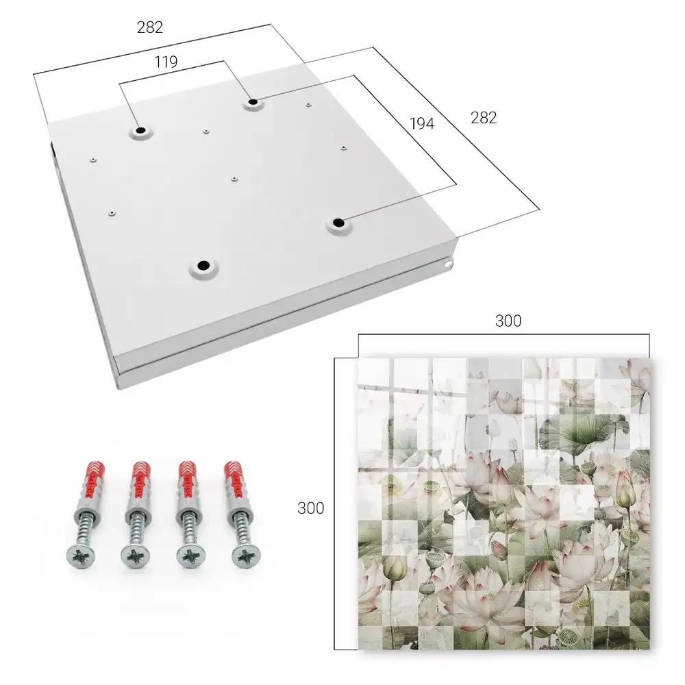 Dulapior pentru chei cu model flori de nufăr pe fundal geometric