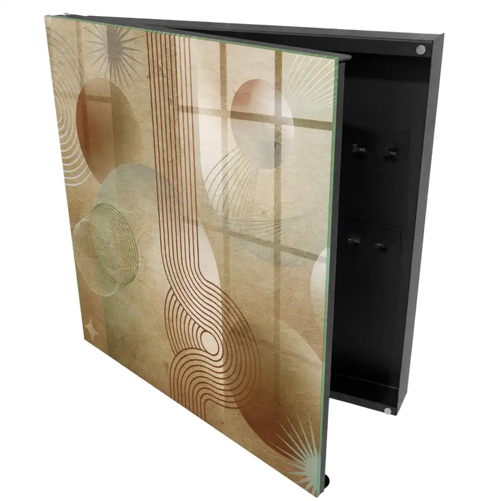 Dulapior pentru chei cu design geometric în tonuri pământii