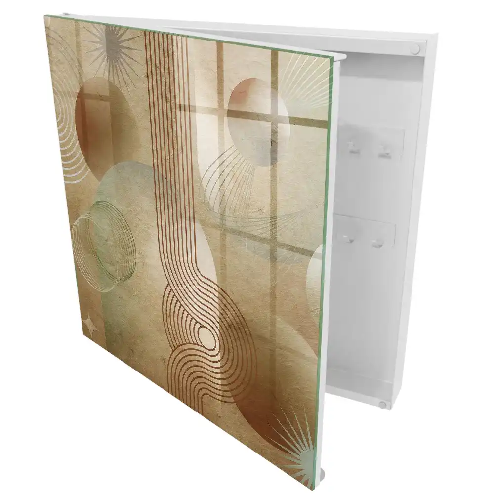 Dulapior pentru chei cu design geometric în tonuri pământii