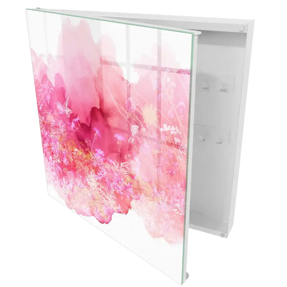 Dulap cu chei cu model floral roz în acuarelă