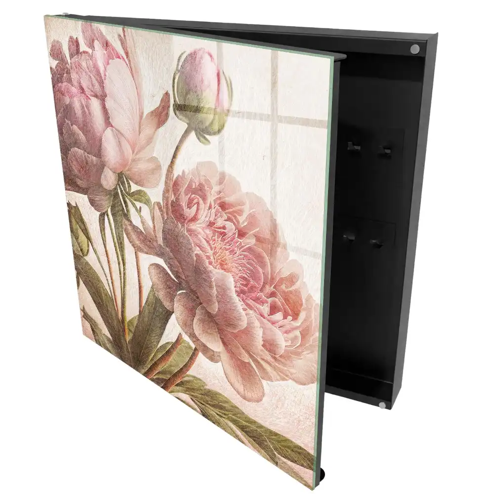 Casetă pentru chei cu model floral în culori pastelate