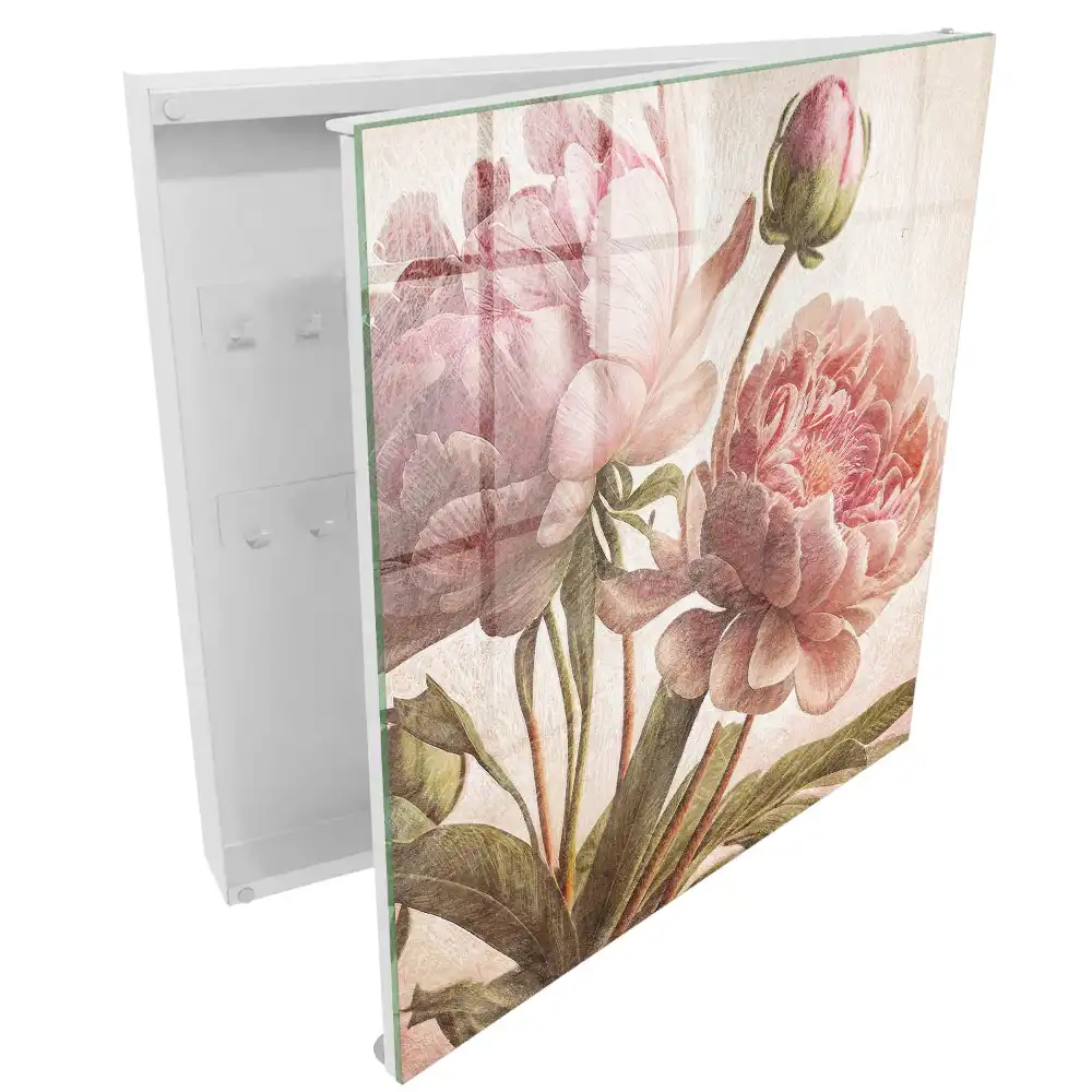 Casetă pentru chei cu model floral în culori pastelate