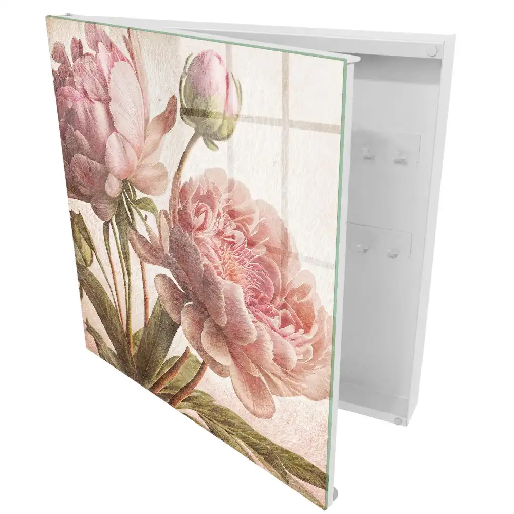 Casetă pentru chei cu model floral în culori pastelate
