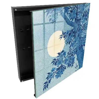 Casetă pentru chei cu model floral pe fundal de lună plină