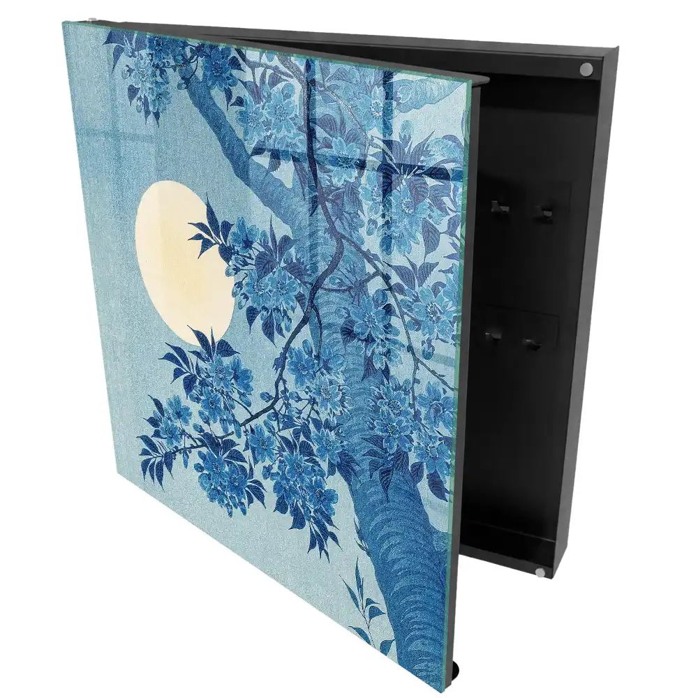 Casetă pentru chei cu model floral pe fundal de lună plină