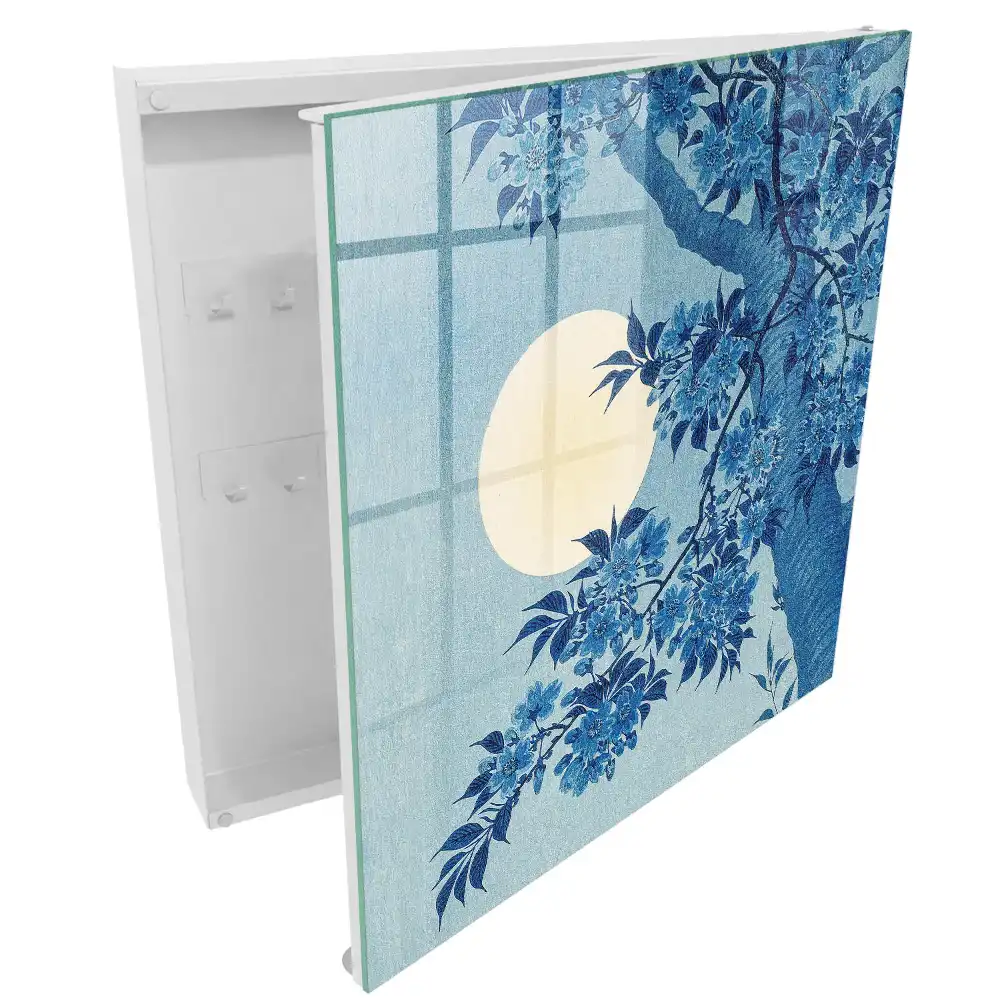 Casetă pentru chei cu model floral pe fundal de lună plină