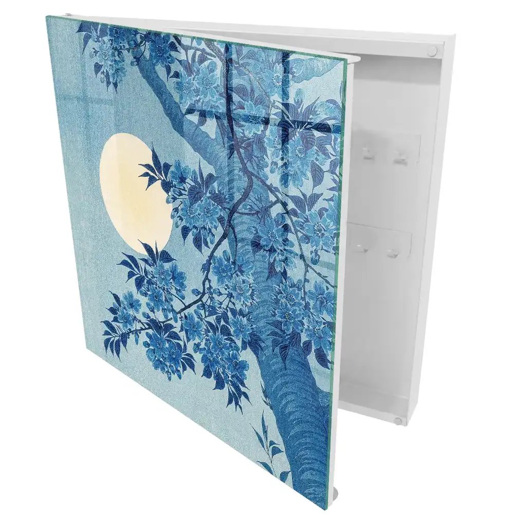 Casetă pentru chei cu model floral pe fundal de lună plină