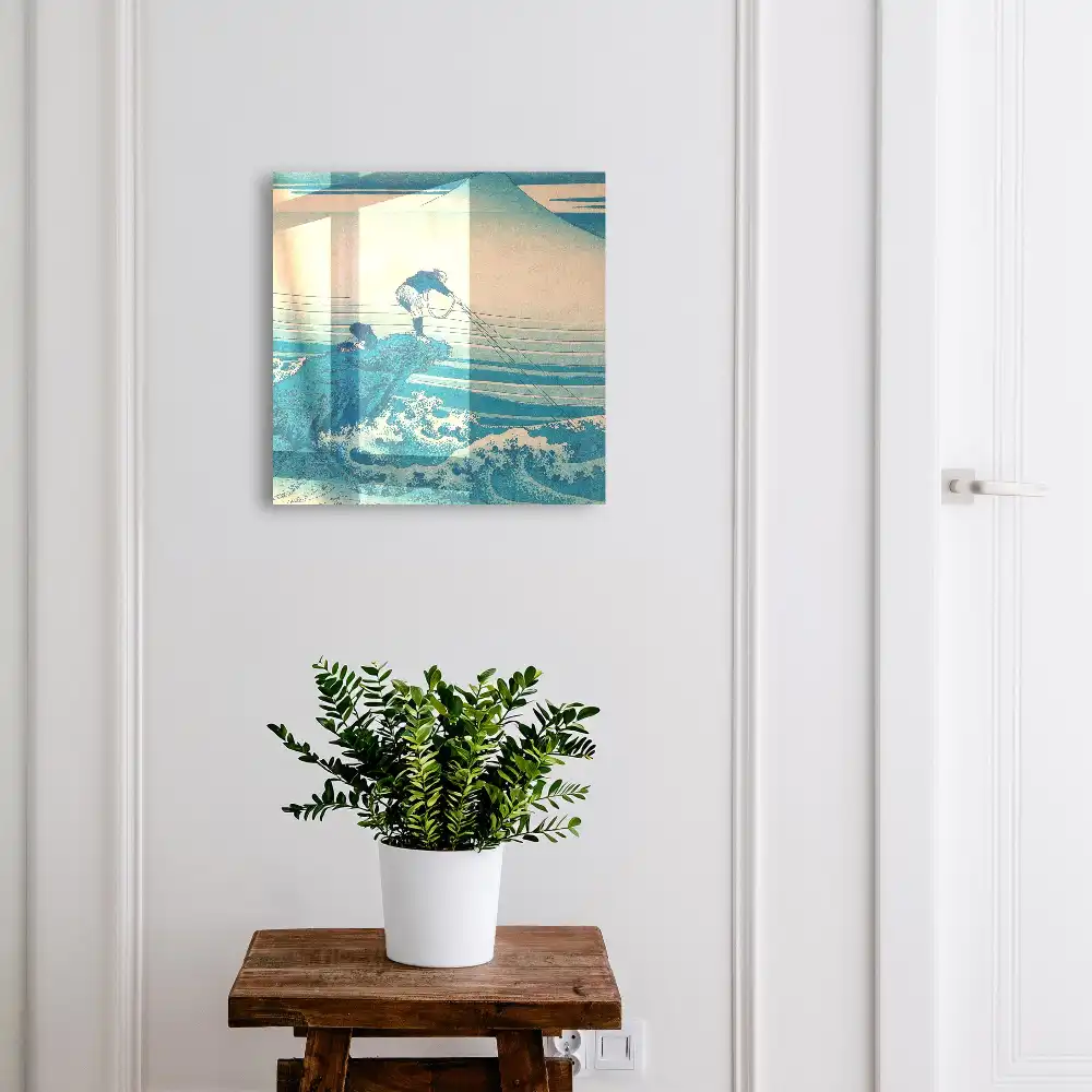 Cutie pentru chei de perete cu design tradițional japonez cu pescari