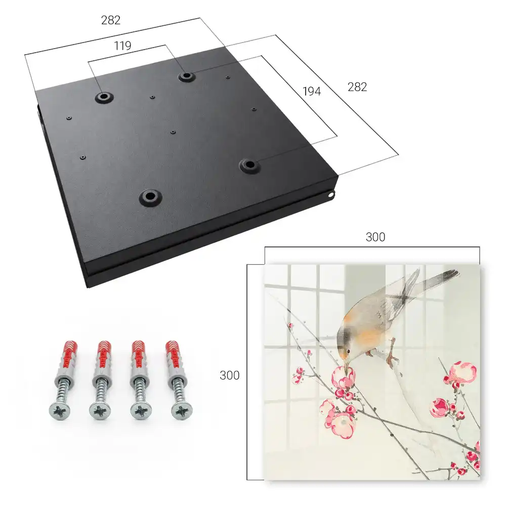 Casetă pentru chei cu model decorativ pasăre pe creangă cu flori delicate