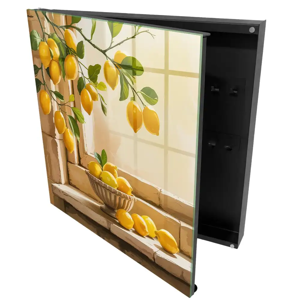 Dulap pentru chei cu model decorativ cu lămâi și fereastră