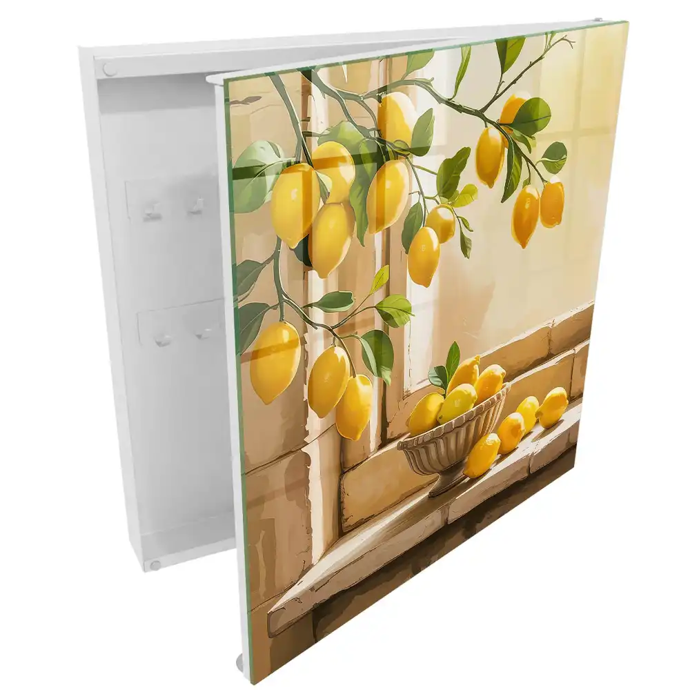 Dulap pentru chei cu model decorativ cu lămâi și fereastră