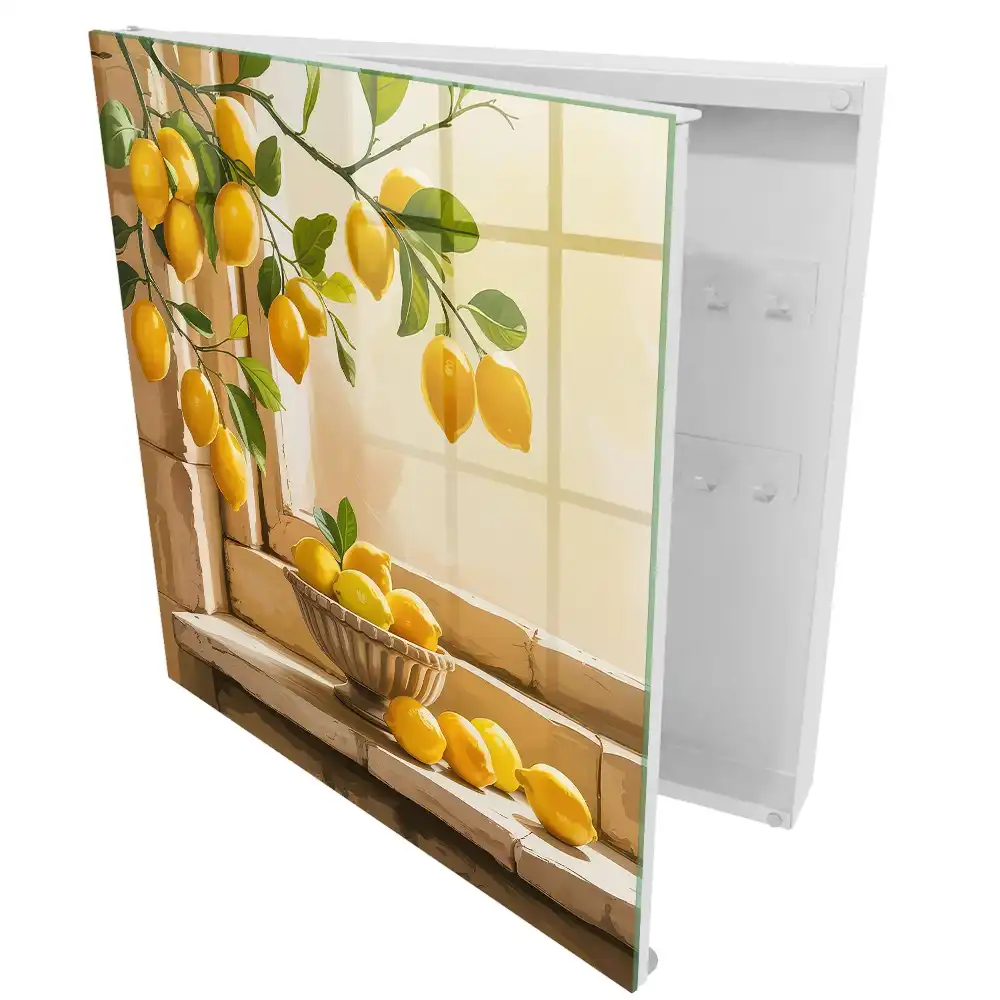 Dulap pentru chei cu model decorativ cu lămâi și fereastră