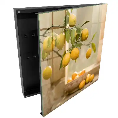 Casetă pentru chei cu design lămâi pe o creangă în lumina soarelui