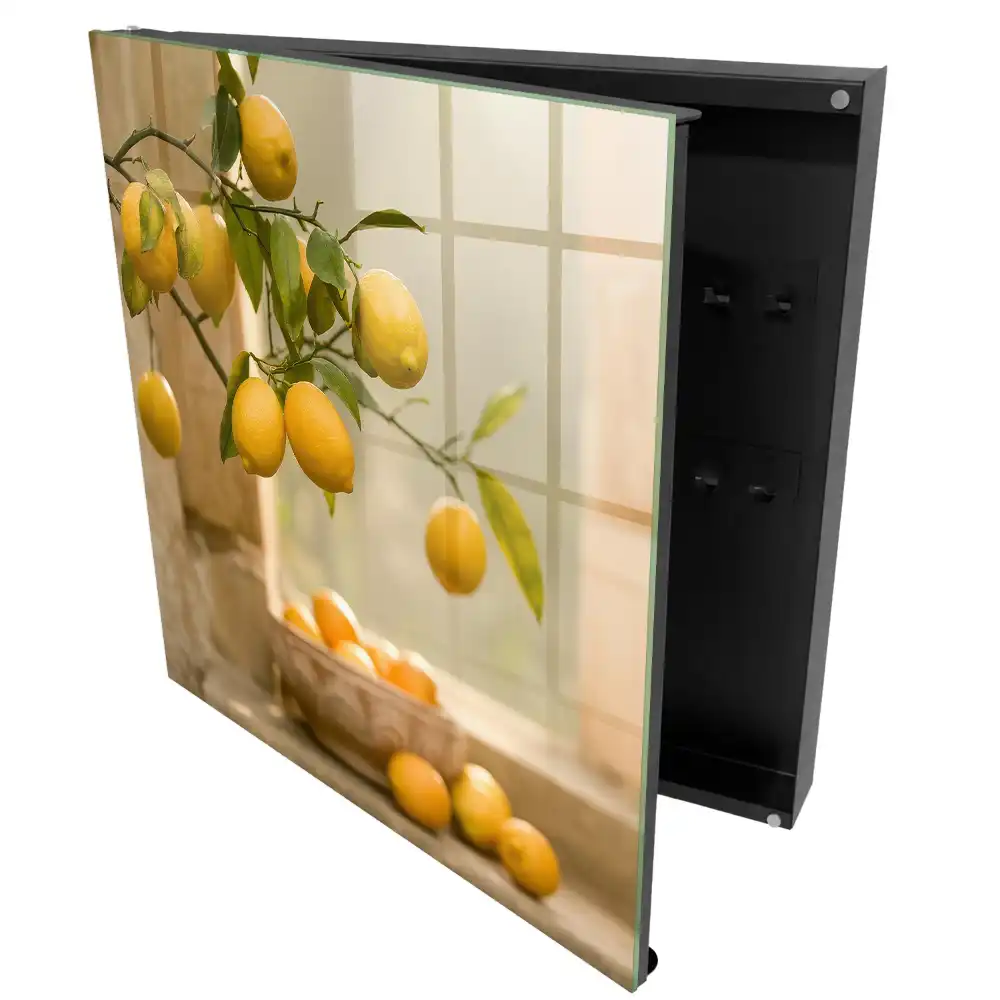 Casetă pentru chei cu design lămâi pe o creangă în lumina soarelui