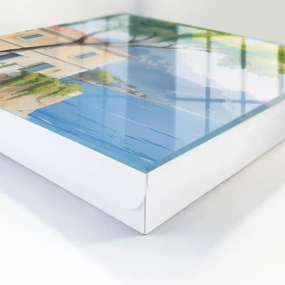 Casetă pentru chei cu design de casă mediteraneană pe lac