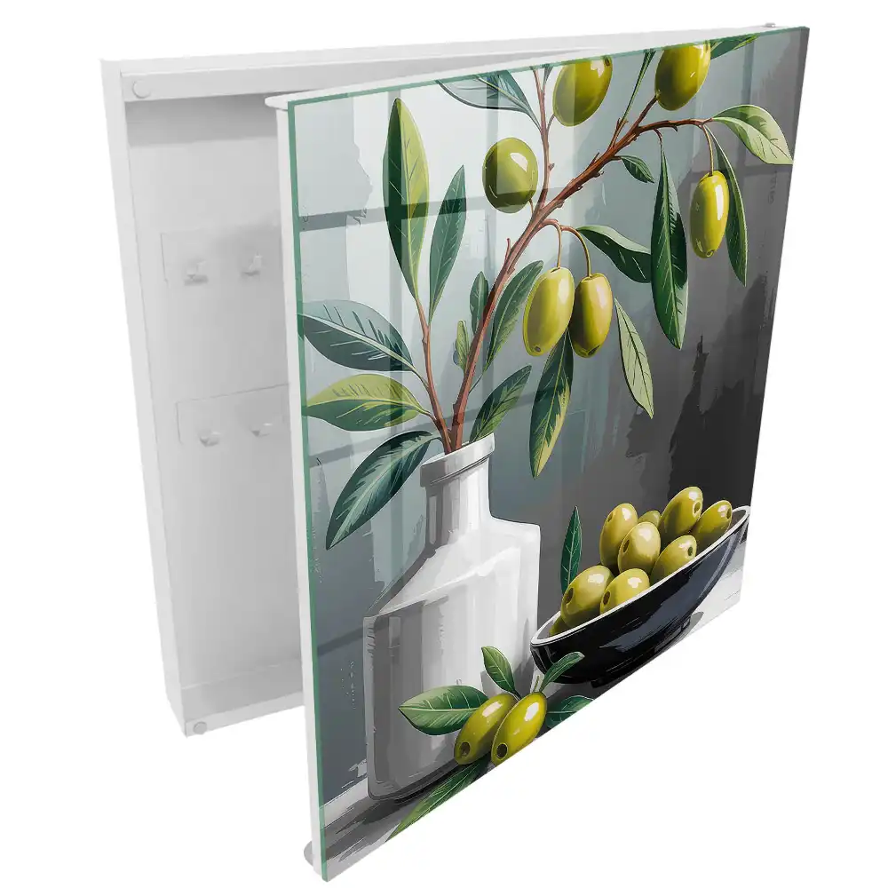 Casetă pentru chei cu design de măslin în vază