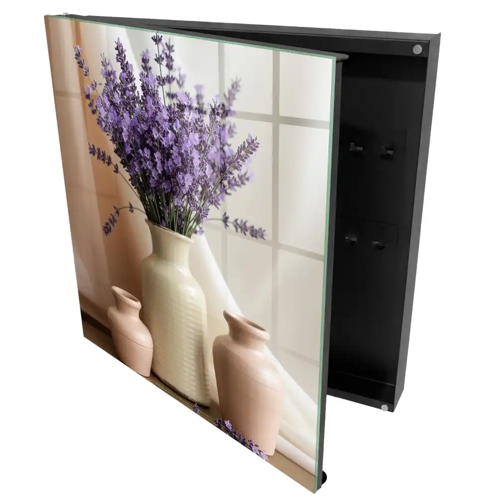 Dulapior pentru chei cu model lavandă violetă în vază crem