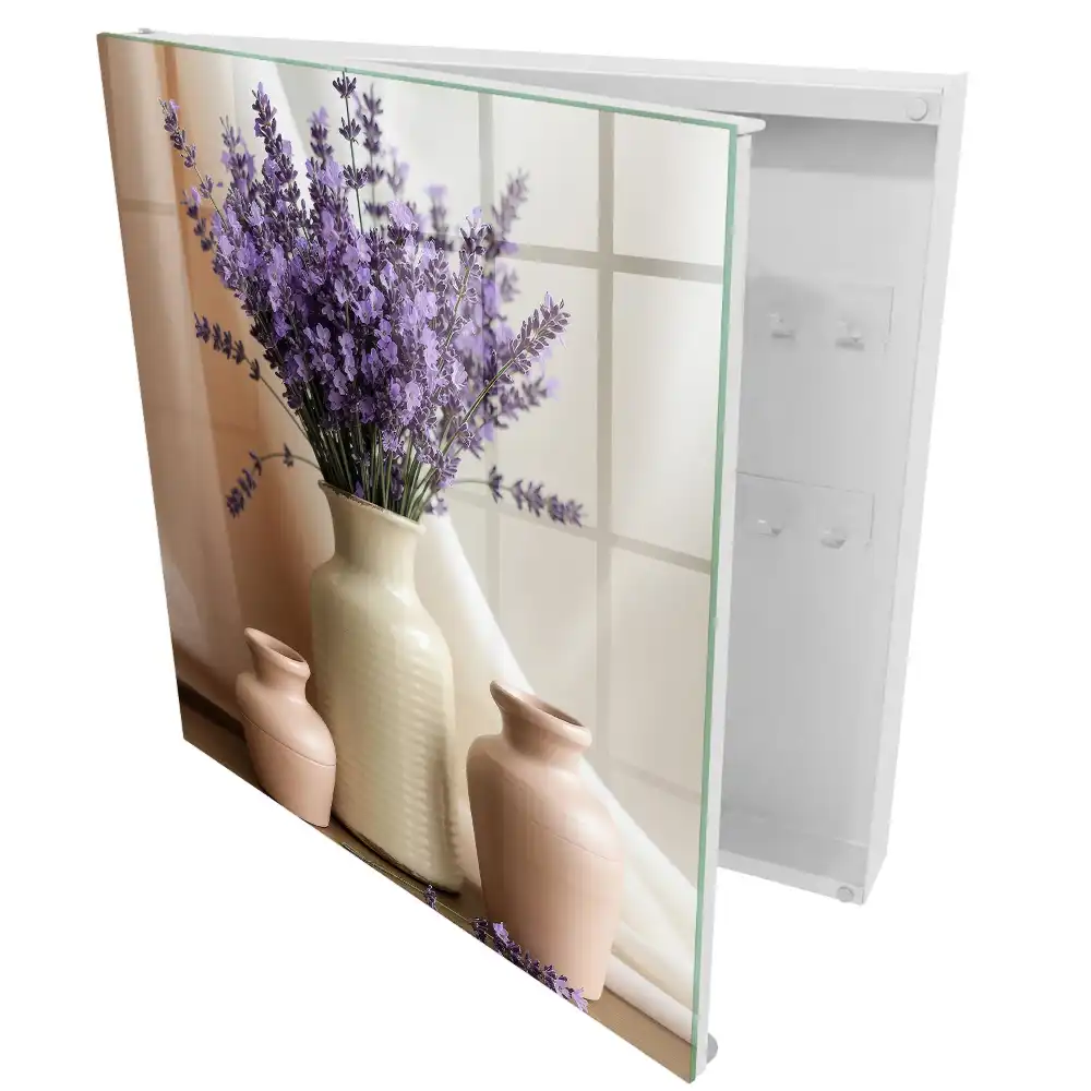 Dulapior pentru chei cu model lavandă violetă în vază crem