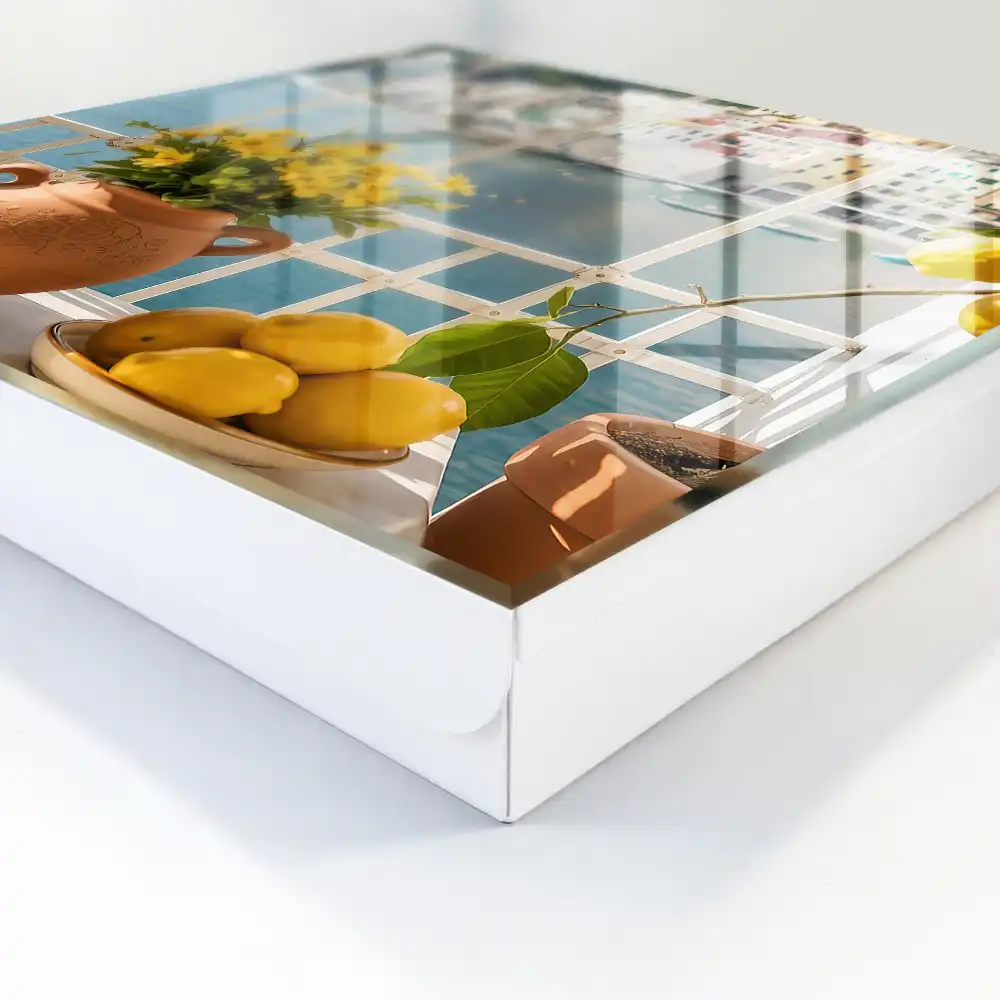 Suport de chei pentru perete cu model vedere la mare, lămâi și flori