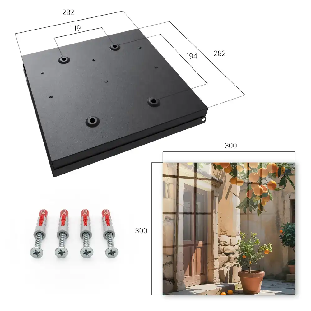 Casetă pentru chei cu design rustic și decor cu portocale pe fundal de piatră